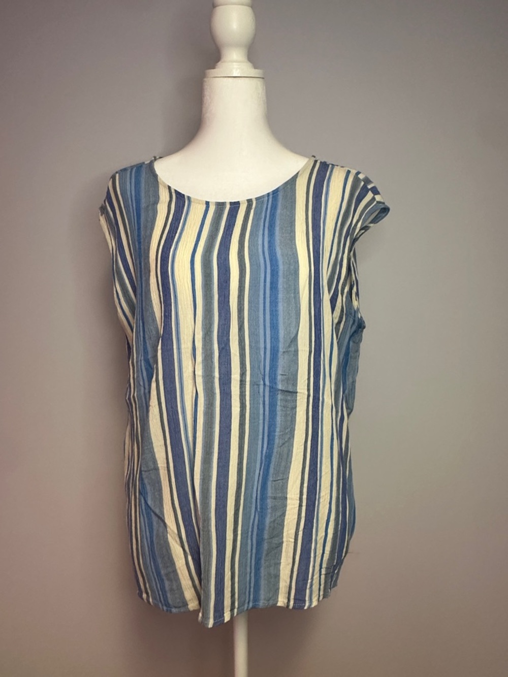 Elegant Blue and Gray Striped Women's Blouse